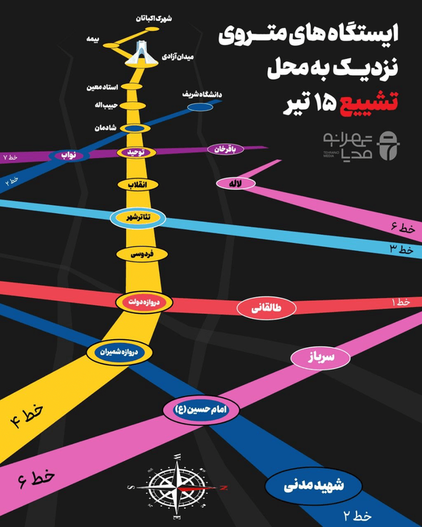 ایستگاه های مترو نزدیک محل تشییع رهبر انقلاب