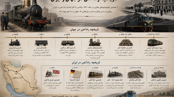 تاریخچه راه آهن در جهان و ایران | از لوکوموتیو بخاری تا راه آهن سراسری