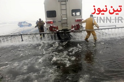 بارش برف و عملیات زمستانی در فرودگاه بین‌المللی مهرآباد تهران