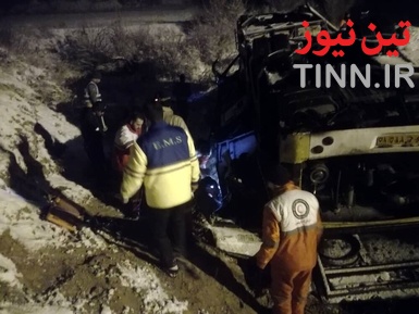 ۹ فوتی در حادثه واژگونی اتوبوس در آزاد راه زنجان _ تبریز