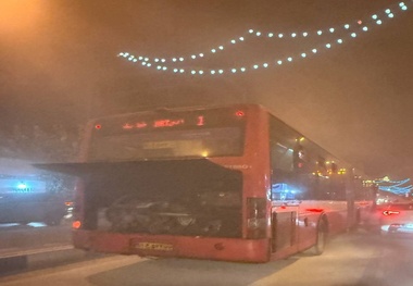 آتش گرفتن اتوبوس BRT خط یک بر اثر نقص  فنی