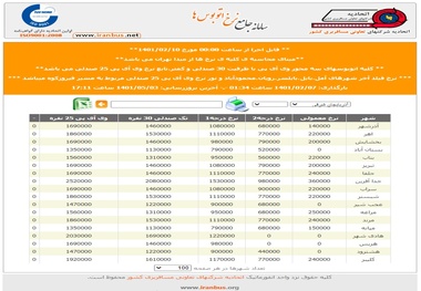 معرفی سامانه جامع اعلام نرخ اتوبوس های بین شهری