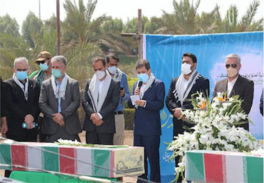 پیکر مطهر ۲شهید گمنام در مجتمع بندر شهید رجایی تشییع شد